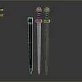 Traditional Decorative Swords With Red Hilt Silver Blades And Golden Accents