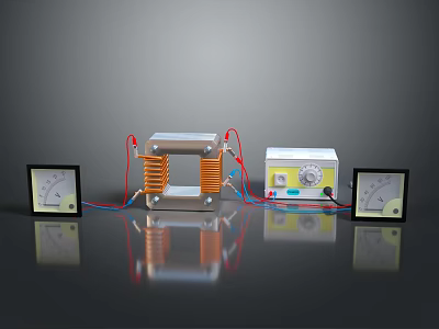Commercial Electrical Equipment Setup With Transformer Control Panel And Measuring Meters 3d model