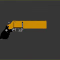 Orange Pistol With Black Grip And Red Laser Sight In Tactical Design