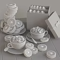 Stacked Chocolate Filled Cookies and Foamy Hot Chocolate Topped with Marshmallows and Decorative Gift Box