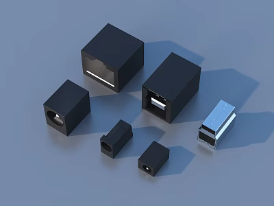 Black Square And Rectangular Household Items With Different Sizes And Smooth Surface 3d model