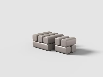 Several Gray Modern Minimalist Stools with Smooth Block Design Grouped Together 3d model