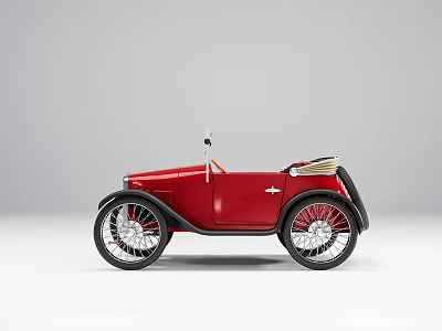 Vintage Red Convertible Car With Classic Design Black Wheels And Silver Rims 3d model