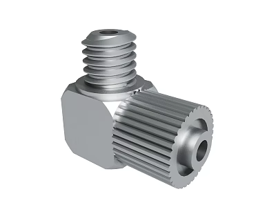 Metal Threaded Connector With Hexagonal Body And Gear Structure 3d model