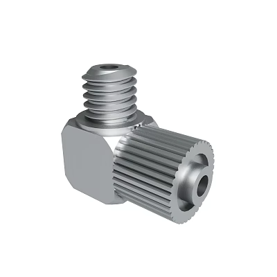 Metal Threaded Connector With Hexagonal Body And Gear Structure 3d model