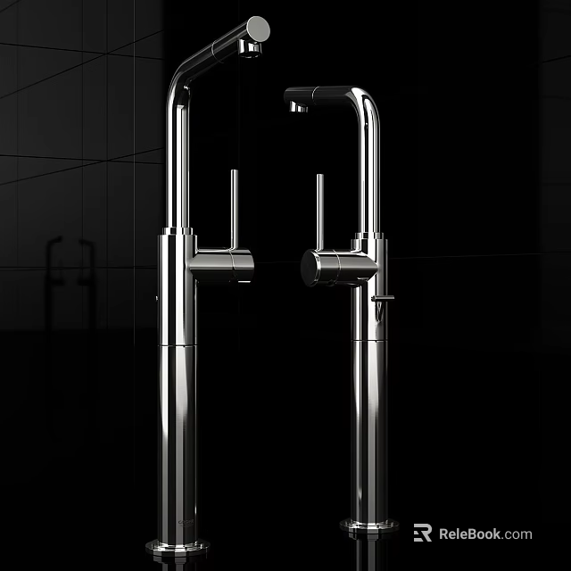 Modern Stainless Steel Kitchen Faucet With Double Handle And Sleek Modern Design 3d model 
