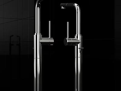 Modern Stainless Steel Kitchen Faucet With Double Handle And Sleek Modern Design 3d model
