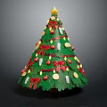 Festive Decorated Christmas Tree Plant With Gold Star Red Bows And Colorful Ornaments