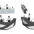 Modern Reception Desk Design With Information Counter And Geometric Structure 3d model