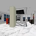 Hotel Lobby Interior With Marble Floor Chandelier Sofa Chairs Columns And Decorative Paintings