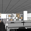 Modern Public Office Space With Open Workstations Green Plants And Large Windows 3d model
