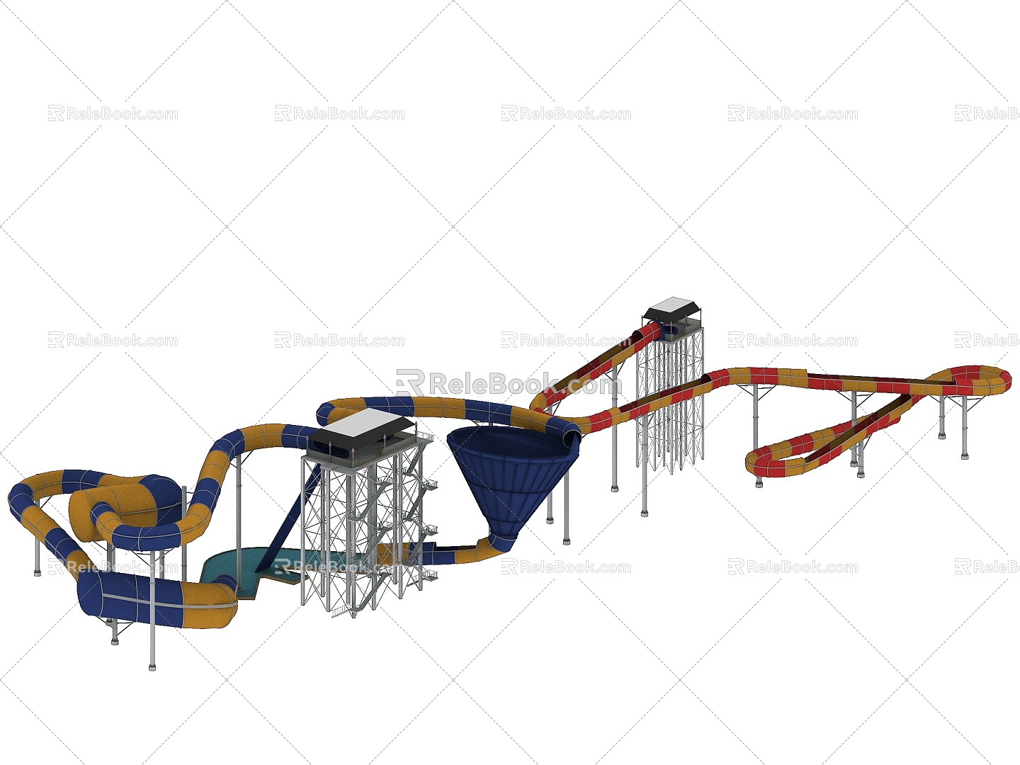 Slide large slide amusement facilities water roller coaster children's park water park 3d model