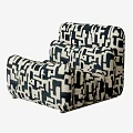 Modern Single Seater Sofa With Black And White Geometric Pattern Fabric Design 3d model