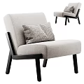 Beige Upholstered Single Sofa with Decorative Pillows and Black Wooden Legs Modern Design