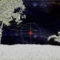 Serene Night Landscape With Full Moon Milky Way Ocean Reflection Green Grass And Palm Trees