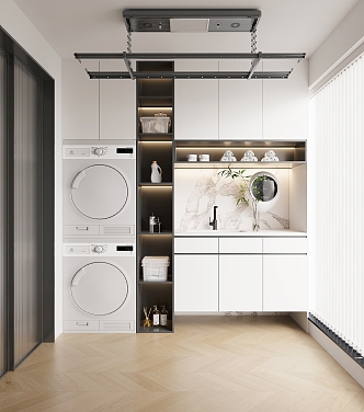 Living balcony washing machine cabinet 3d model