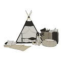 Cozy Tepee Tent Setup With Soft Pillows Mats And Storage Baskets