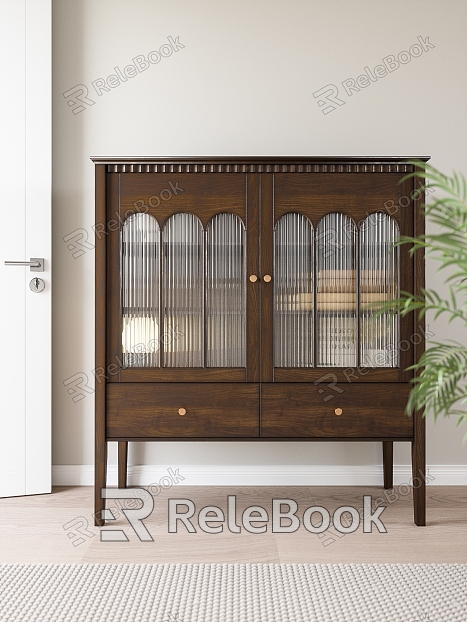 Modern Side Cabinet Solid Wood Low Cabinet Decoration model