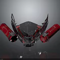Futuristic Metallic Helmet With Red Mechanical Components And Tech Inspired Design 3d model