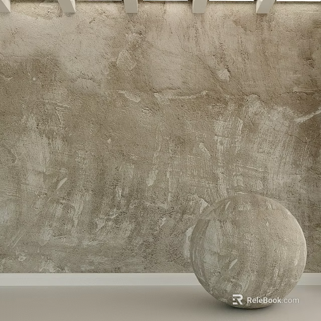 Spherical Concrete Component Against Rough Textured Wall With Tactile Finish 3d model 