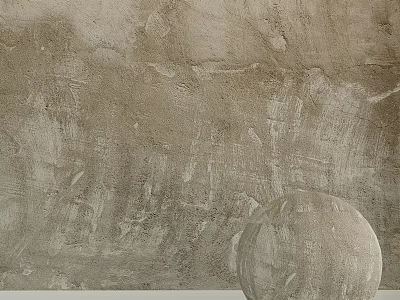 Spherical Concrete Component Against Rough Textured Wall With Tactile Finish 3d model