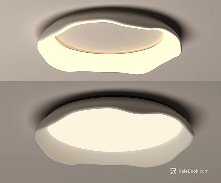 Modern Irregular Shape Ceiling Light with Soft Illumination and White Finish 3d model
