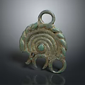 Vintage Bronze Household Ornament With Spiral Leaf Design And Hanging Loop
