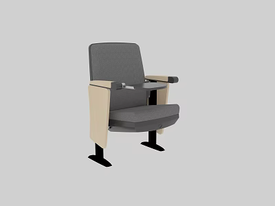 Modern Single Seater Sofa With Gray Fabric Upholstery Wooden Armrests And Metal Legs 3d model