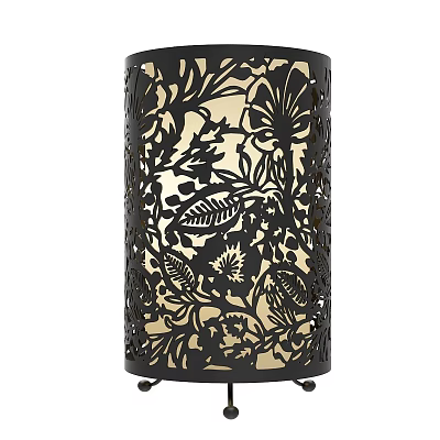 Black Metal Outdoor Light With Intricate Floral Leaf Cutout Design And Stand Base 3d model