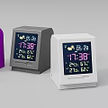 Gray and White Digital Clocks with Time Date Temperature Humidity and Weather Icon