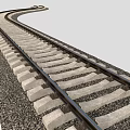 Curved Railway Track With Concrete Sleepers And Gravel Bed Extending Into Distance