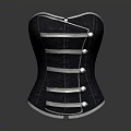 Classic Dark Corset With White Stripes And Pearl Buttons Design