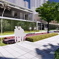 Modern Commercial Street Featuring Modern Buildings Greenery Pedestrian Areas And Shops