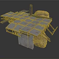 Sturdy Industrial Equipment Platform Featuring Metal Support Frame Stone Slabs And Heavy Stone Blocks