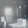 Modern Shower Sauna Space With Transparent Glass Enclosure White Base And Toilet
