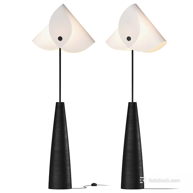 Modern Minimalist Floor Lamps Featuring Black Cone Base And White Lampshade Design 3d model 