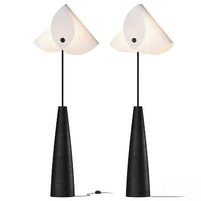 Modern Minimalist Floor Lamps Featuring Black Cone Base And White Lampshade Design 3d model