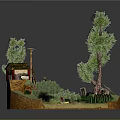 Miniature Circular Landscape Model With Trees Grass Small House And Animals