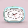 Light Blue Square Shaped Alarm Clock With White Dial Black Hands And Red Second Hand 3d model