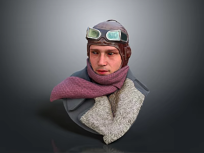 Man Wearing Vintage Aviator Goggles Hat And Purple Scarf With Fur Collar Coat 3d model Man Wearing Vintage Aviator Goggles Hat And Purple Scarf With Fur Collar Coat 3d model