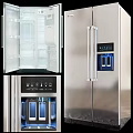 Stainless Steel Double Door Refrigerator With Water Ice Dispenser And Interior Shelves