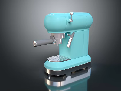 Turquoise Vintage Espresso Machine A Stylish Kitchen Appliance with Metallic Accents 3d model