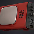 Retro Red Television with Silver Screen Black Control Panel and Knobs 3d model