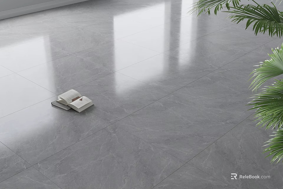 Grey Marble Texture Floor Tiles With Sleek Surface And Natural Light In Modern Interior 3d model 