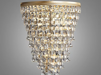 Elegant Luxury Crystal Chandelier With Transparent Crystal Pendants And Golden Frame 3d model