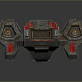 Sci Fi Mechanical Device 3D Model With Metal Structure Red Accents And Glowing Parts