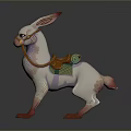 Fantasy Game Movie Rabbit Character With Pink Ears White Body And Decorative Design