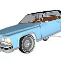 Classic Blue Car With Large Silver Wheels Brown Interior And Sleek Design 3d model