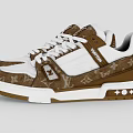 Louis Vuitton Brown And White Sneakers With Logo Design