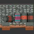 3D Model Scene With Colorful Barrels Grid Walls And Floor Structure